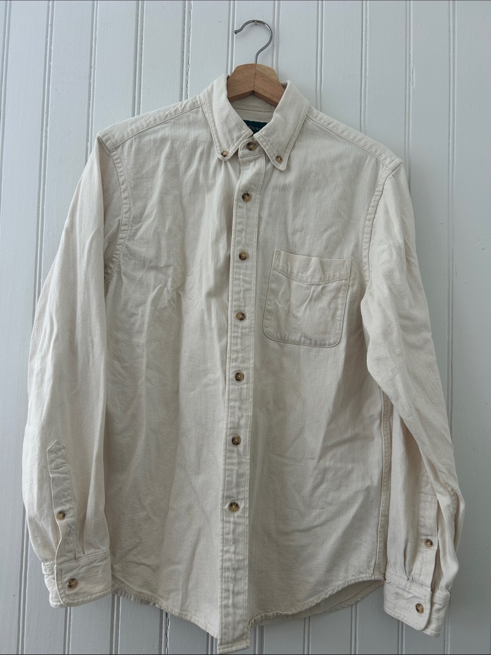 Men's Cream Button-Down Cotton Shirt